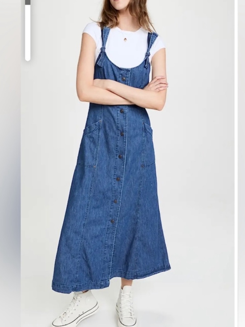 Free People We The Free Time After Time Blue Denim Midi Dress Women's Dress XS